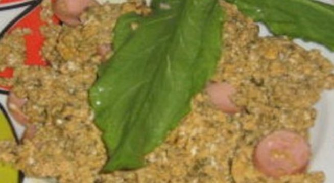 Киселец с яйца и кренвирши
