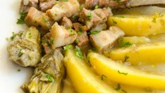 Свинско филе с артишок и мента 