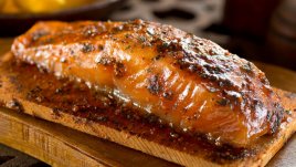 Маринована сьомга с чесън и соев сос