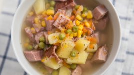 Супа с шунка, зеленчуци и кондензирано мляко