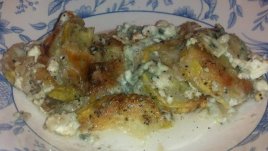 Печени тиквички с два вида сирене 