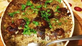 Пилешки дробчета с ориз на фурна