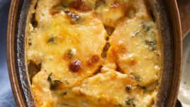 Гретен с тиква, сладки картофи и пармезан 