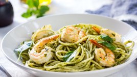 Паста със скариди и песто