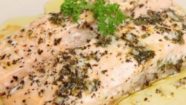 Запечена сьомга с мед, горчица и риган