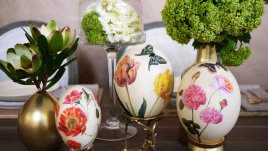 Цветна украса с декупаж за великденски яйца