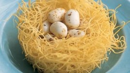 Гнезда от кадаиф с шоколадови яйца