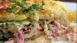 Запечени картофи с шунка и чедър