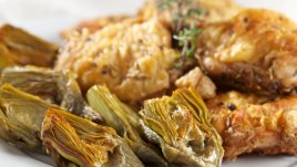 Печено пиле с артишок и пармезан