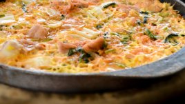 Зелен ориз с гъби и наденица