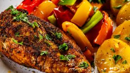 Запечени пилешки гърди с хумус 