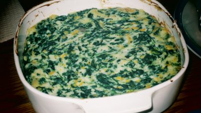 Вкусна касерола със спанак и яйца