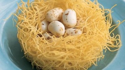 Гнезда от кадаиф с шоколадови яйца