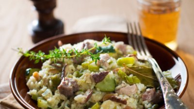 Манджа с телешко, гъби и ориз