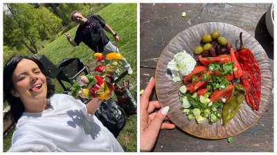 Цветни зеленчукови шишчета на грил, ароматни месца и бърз боб на открито от Мона Гочев