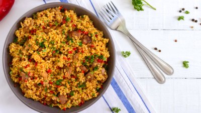 Свинско с булгур и чушки 