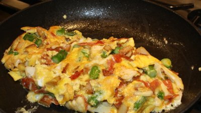 Омлет с шунка, гъби и картофи