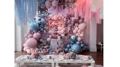 Украса за парти с балони и цветя