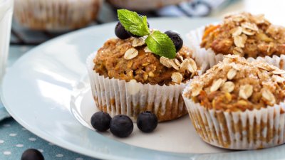 Овесени мъфини с банан и боровинки без захар