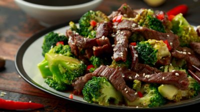 Телешко на тиган със зеленчуци 