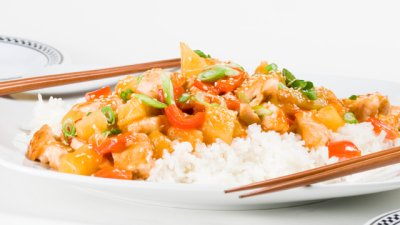 Пиле по китайски с ананас