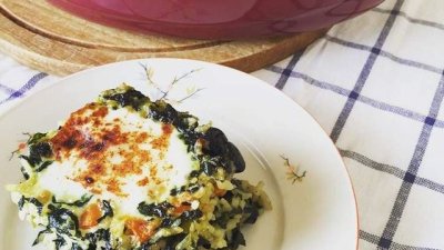 Спанак с ориз на фурна