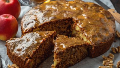 Ябълков кекс с тофи карамелена глазура 