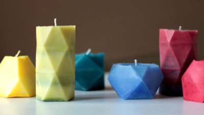 Оригинални ръчно изработени геометрични свещи