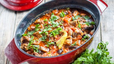 Гювеч с патладжан и нахут