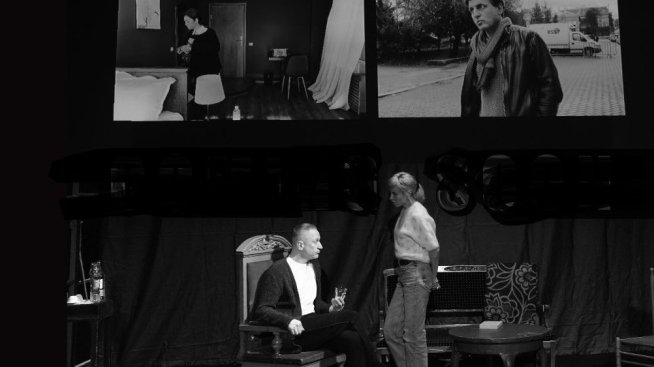 Радина Кърджилова и звезден актьорски състав в постановката „Хеда Габлер“.Фотограф: Божидар Марков