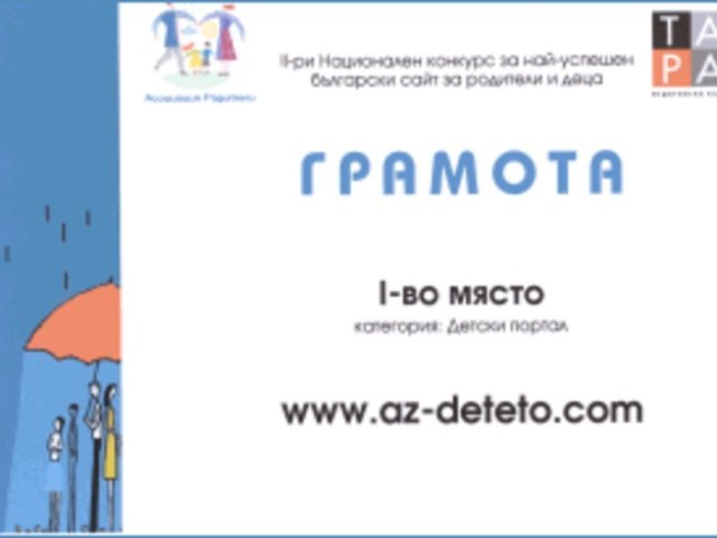 Az-deteto.com - детски портал на годината