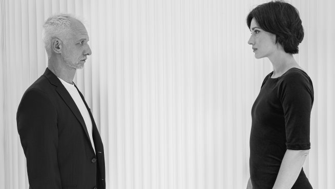 Иван Бърнев, Валентина Каролева, Ирмена Чичикова и Стефан Додуров представят постановката „Ефектът“. Фотограф е Васил Германов