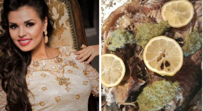 1 шаран
чубрица, мащерка, розмарин, куркума, червен пипер на вкус
2 с.л. зехтин
За дресинга:
1 главичка обелен чесън
1 шепа сурови орехи
20 стръкчета пресен лапад
1 връзка магданоз
сокът от половин лимон
1 зелена чушка
малко парче пресен джинджифил