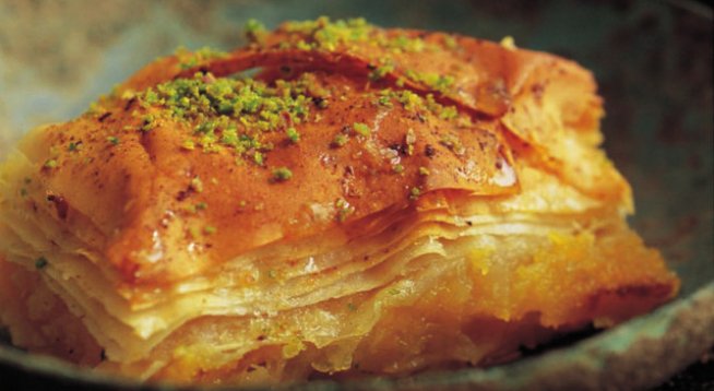 1 пакет готови кори за баница
4 яйца
1 ч. чаша брашно
1 ч. чаша захар
1 бакпулвер
1 чаша средно смлени орехи
1 пакетче масло или същото количество олио
по желание – какао
За сиропа:
2 чаши захар на 4 чаши вода
по желание-1 пакетче ванилия
