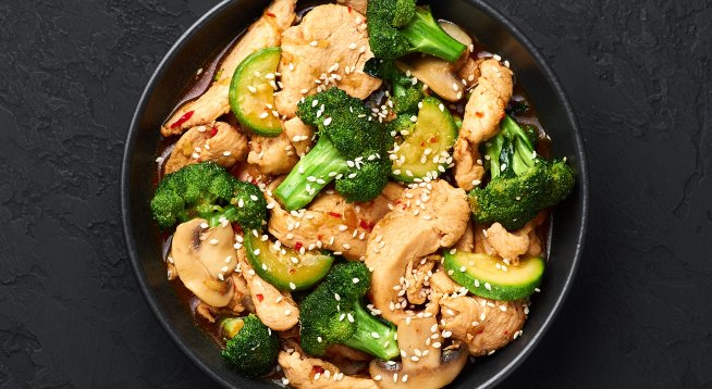 Пиле с броколи по азиатски