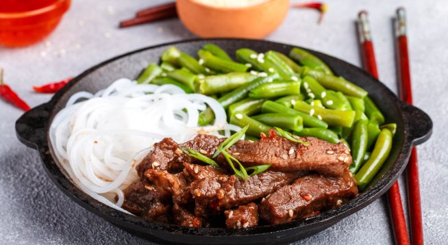 Стек хапки с чесново масло и зелен фасул